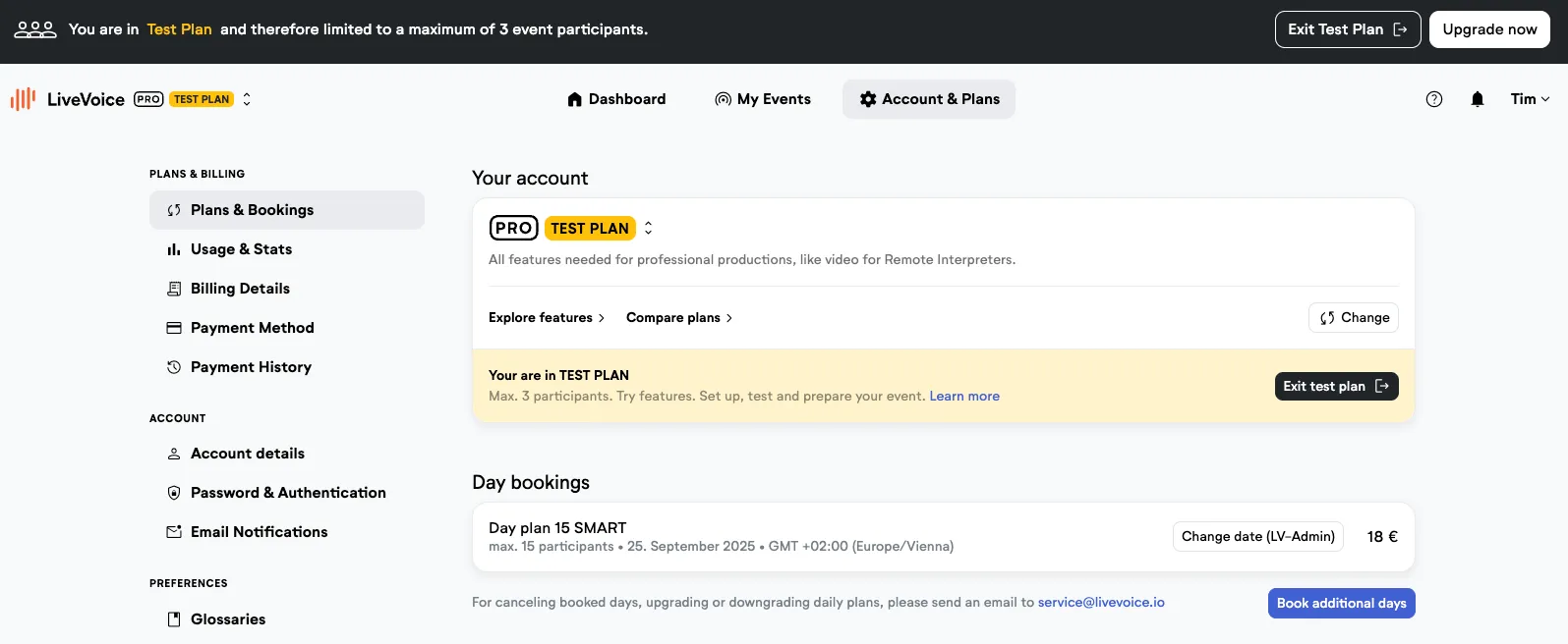 LiveVoice test plan