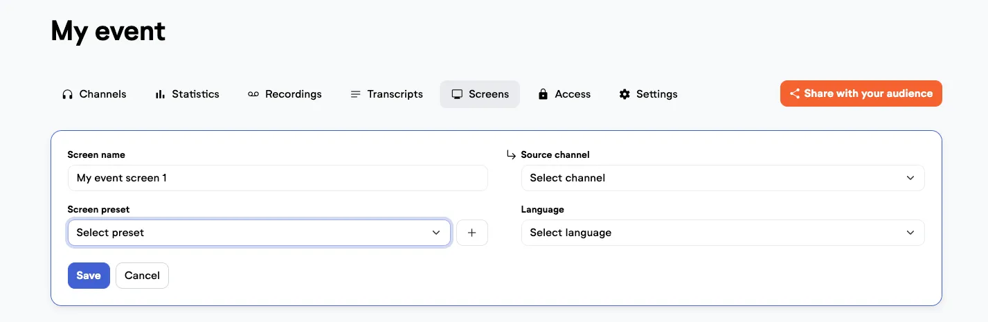 Add screen