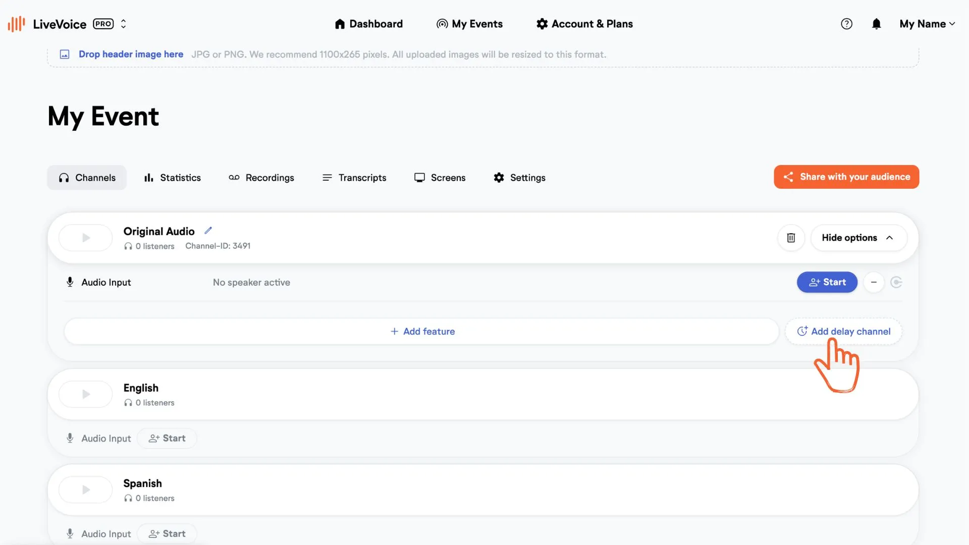add delay on event page