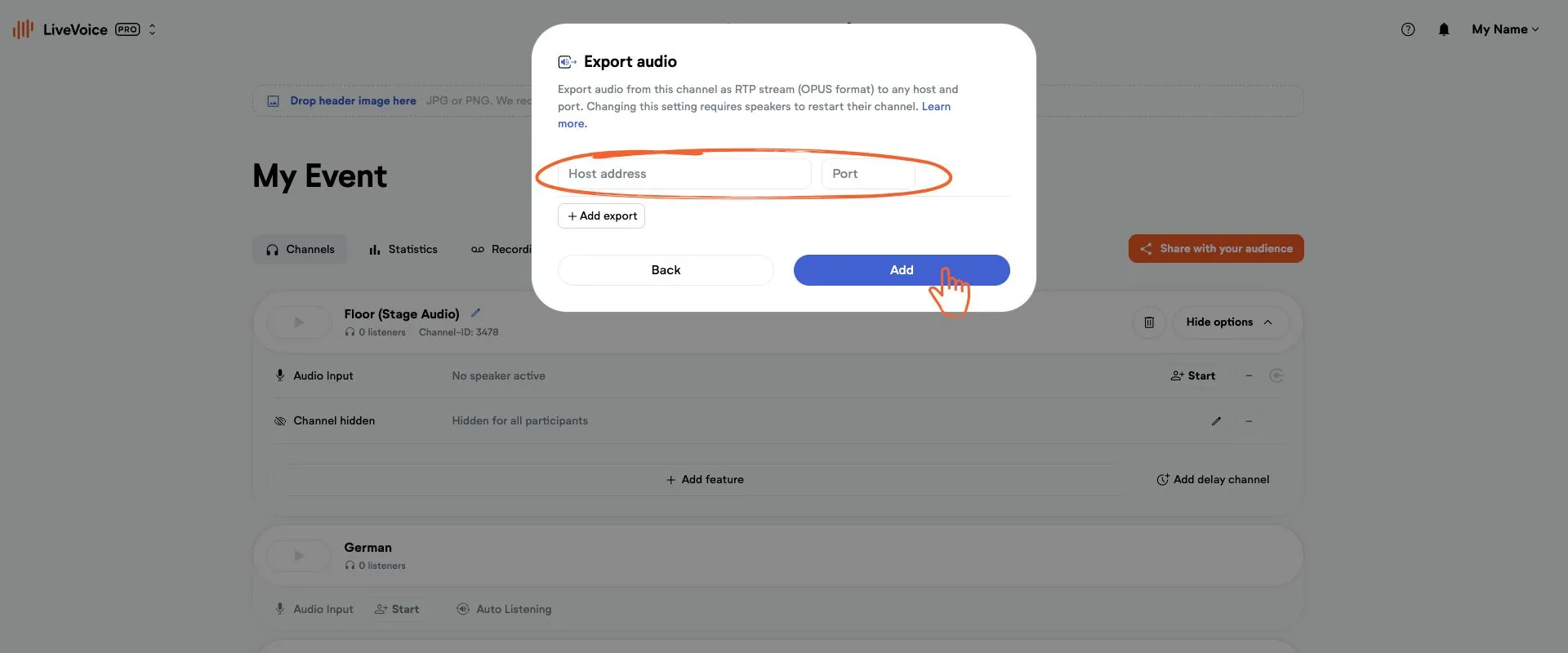 exporting audio or video
