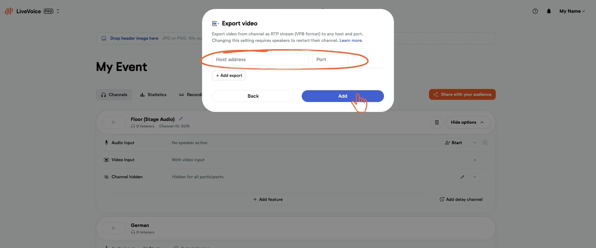 exporting audio or video