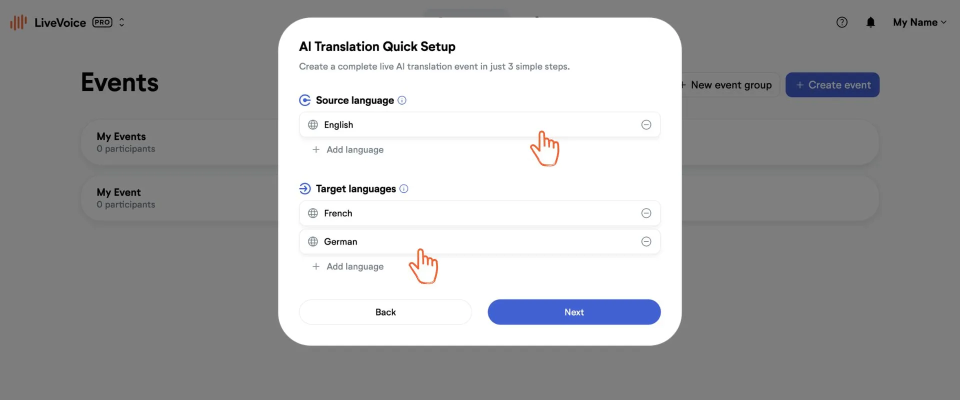 AI translation setup