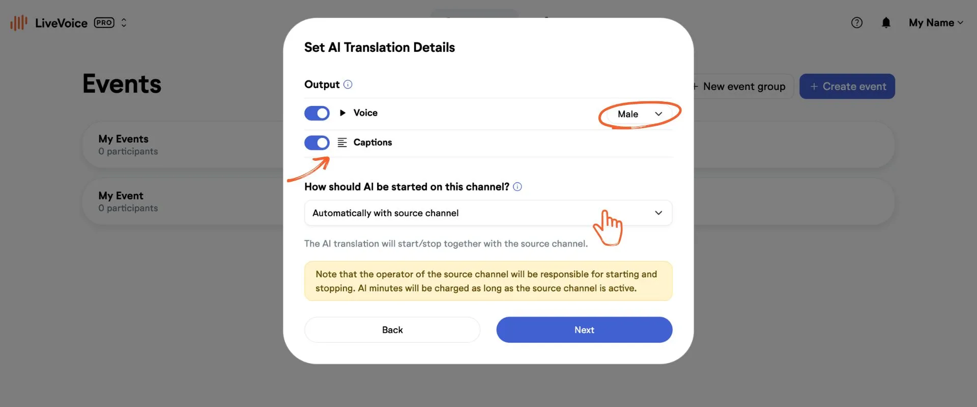 AI translation setup