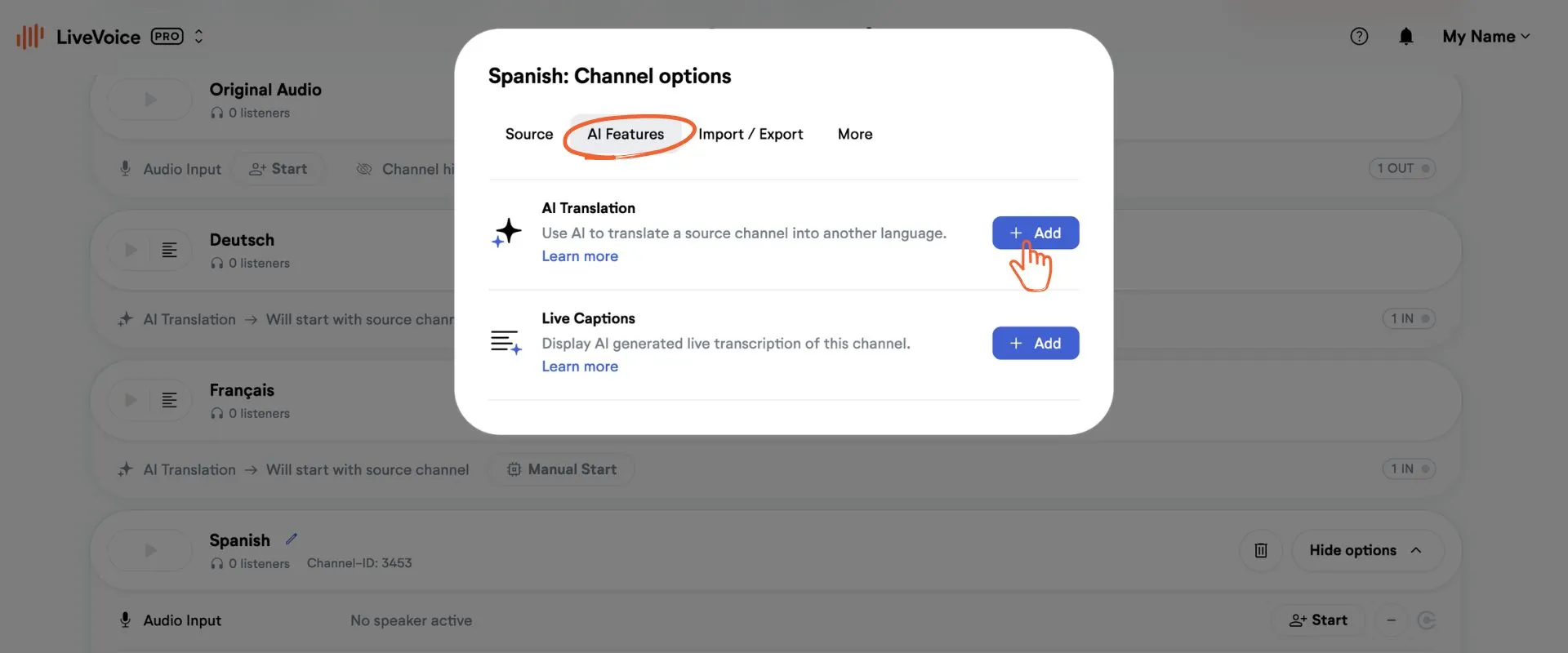 AI translation setup