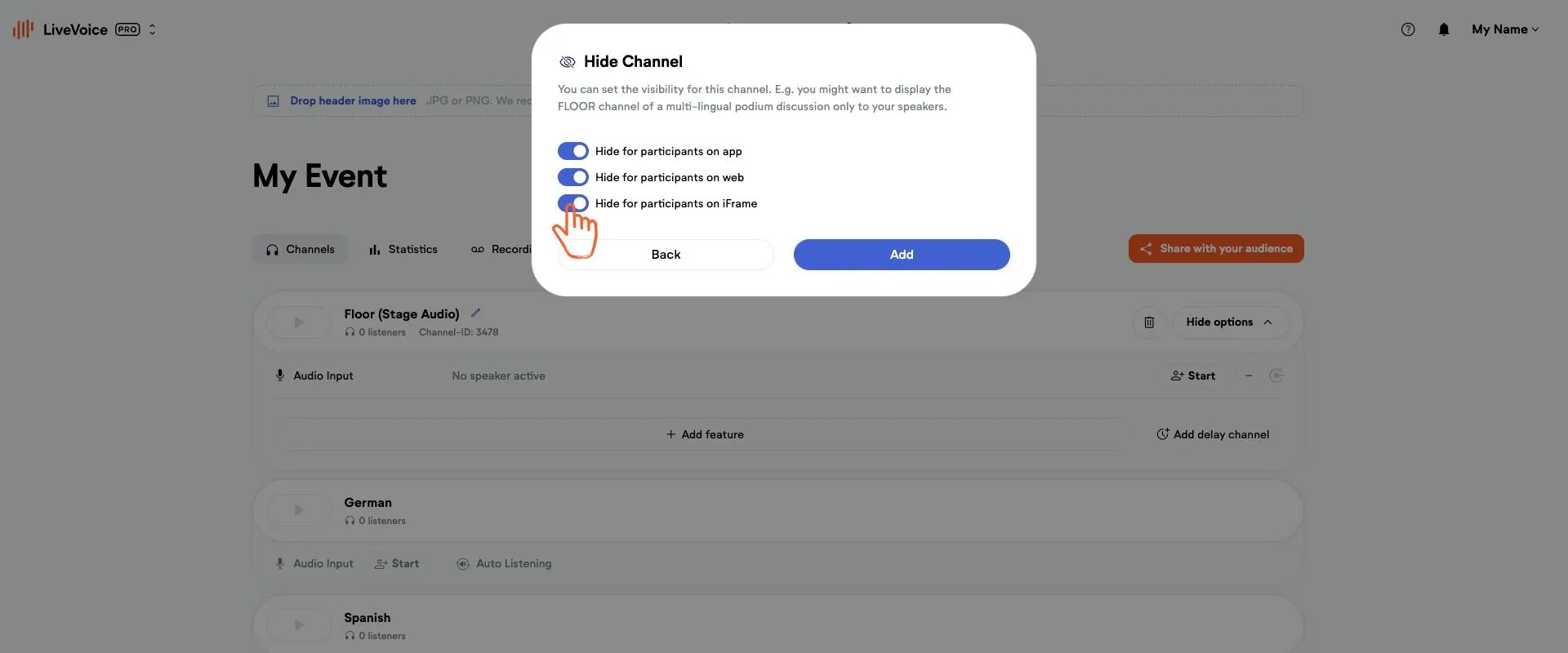 how to hide a channel