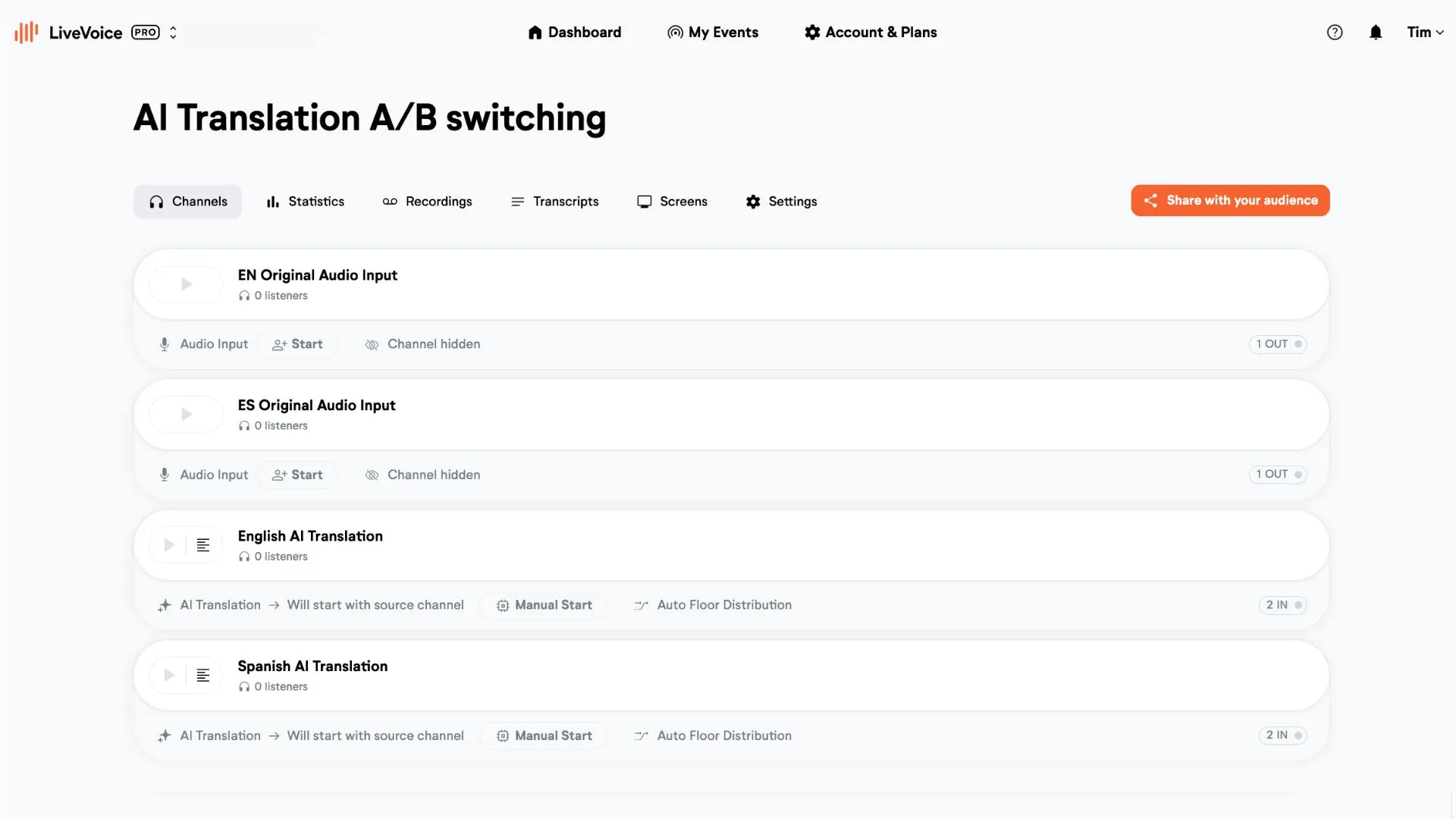 AI Translation Setup for A/B Switch