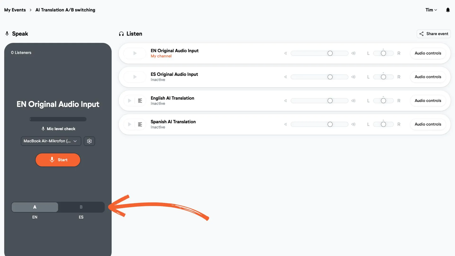AI A/B Switch Speaker View