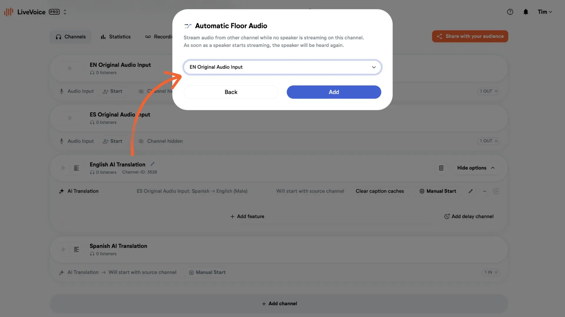 Automatic Floor Audio for AI A/B Switch