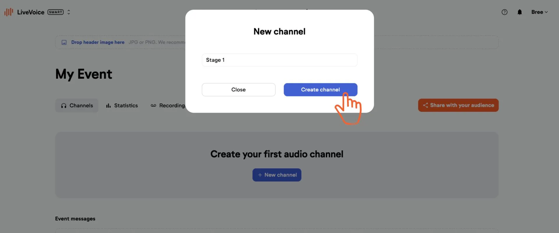 LiveVoice create channel