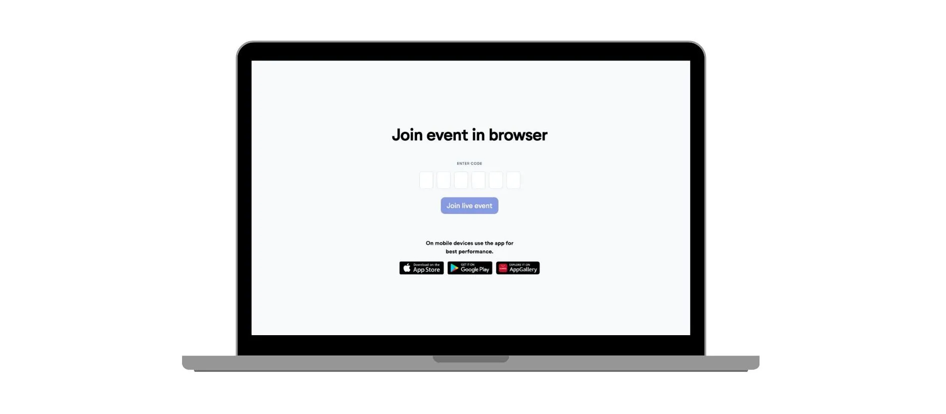 LiveVoice join event screen laptop