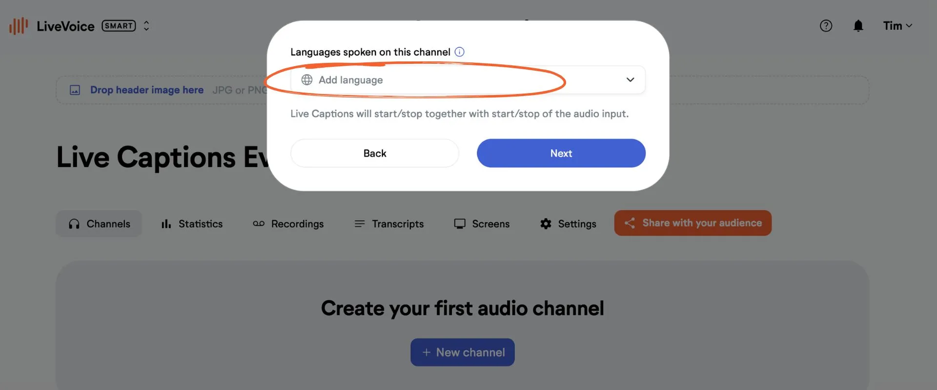 Live Captions - Choosing a language