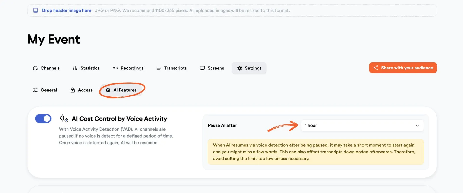 Voice Activity Detection setup