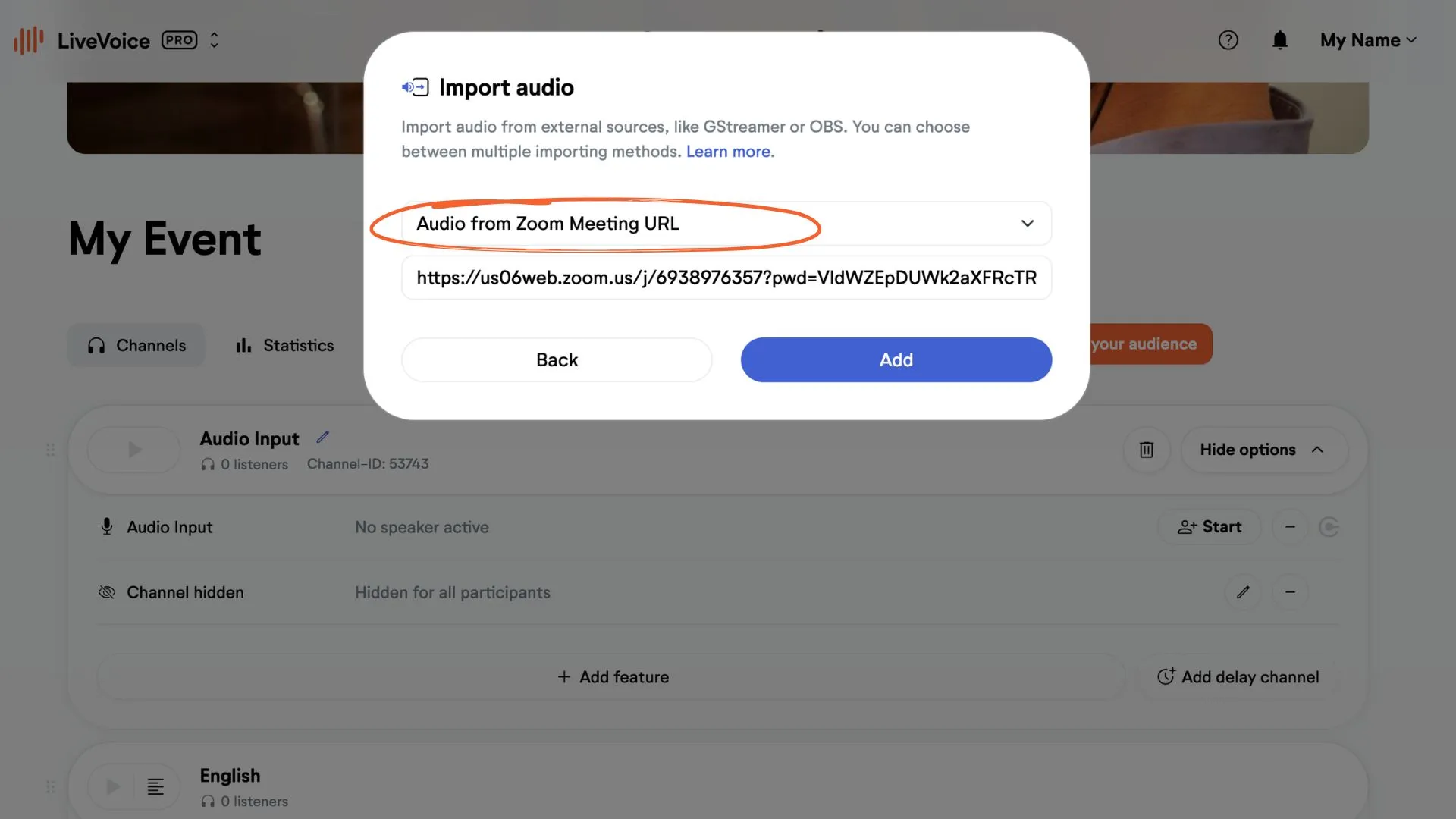 Zoom bot import option