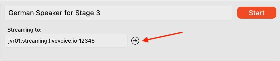Image showing the button that can be used to validate the correct destination of a stream configured in the Patchbay app.