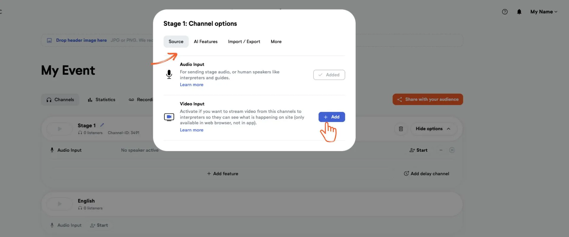 setup video input