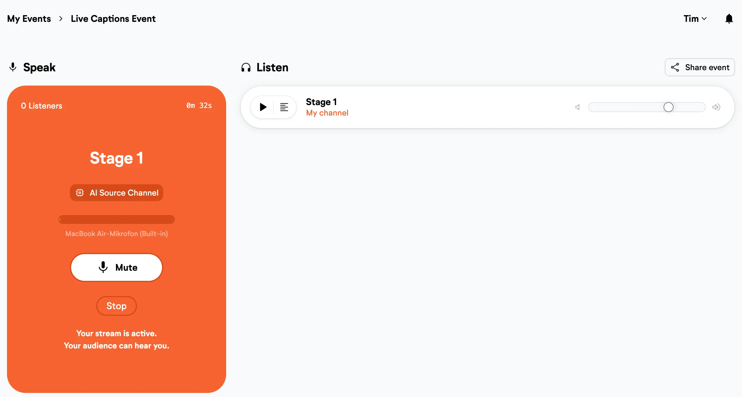 LiveVoice speaker start for live captions