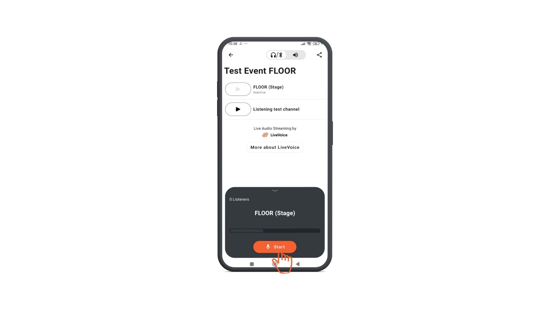 start streamin on app press by start record