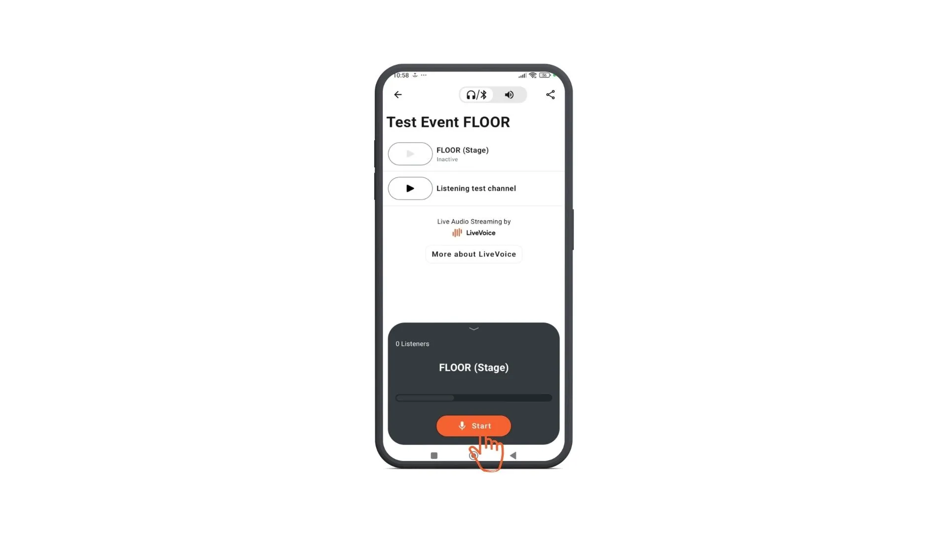 start streamin on app press by start record