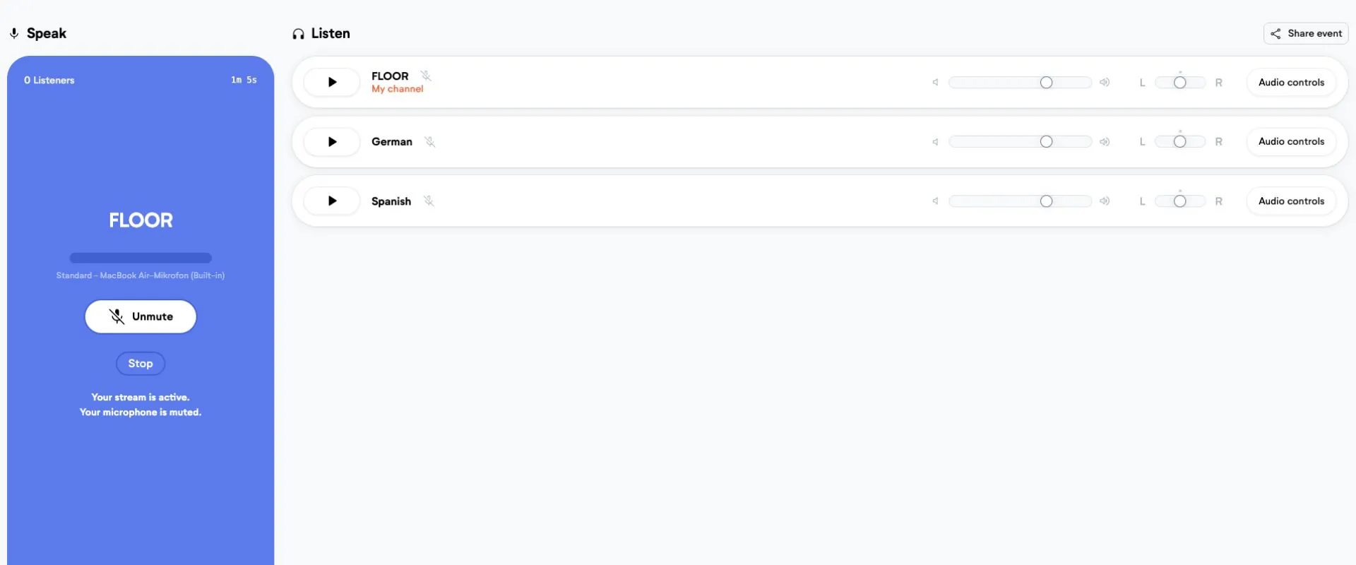 streaming start unmute