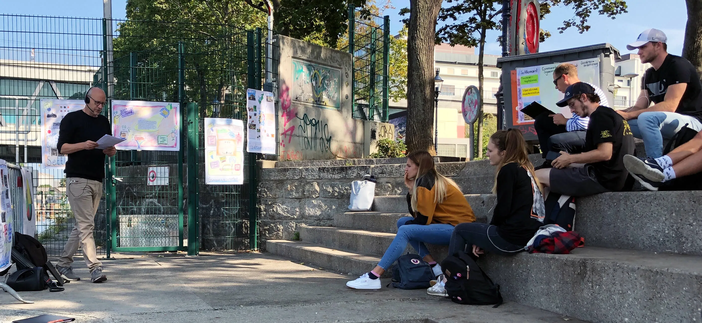 live audio at outdoor lecture